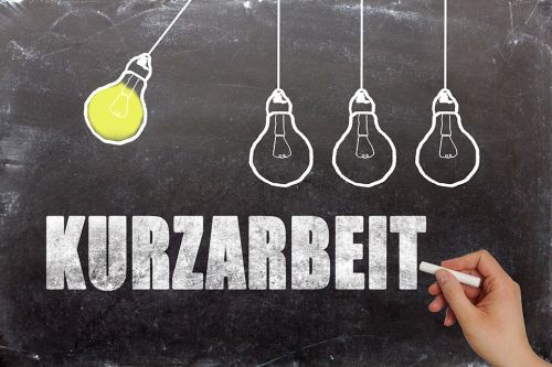 Tafel mit Aufschrift Kurzarbeit